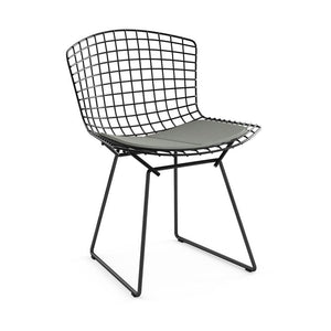 Bertoia Side Chair with Seat Pad Side/Dining Knoll Black Classic Boucle - Smoke 