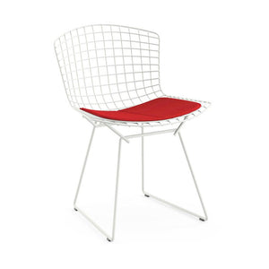 Bertoia Side Chair with Seat Pad Side/Dining Knoll White Delite - Red 