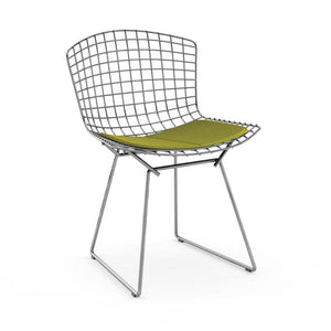Bertoia Side Chair with Seat Pad Side/Dining Knoll Polished Chrome Delite - Green 