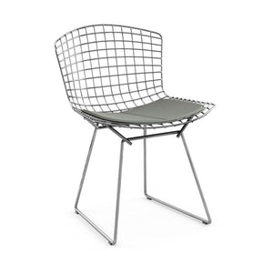 Bertoia Side Chair with Seat Pad Side/Dining Knoll Polished Chrome Classic Boucle - Smoke 