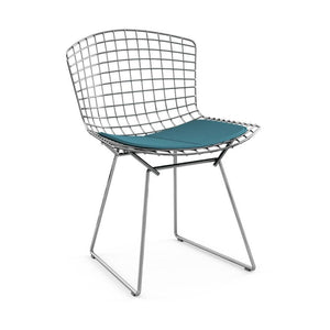 Bertoia Side Chair with Seat Pad Side/Dining Knoll Polished Chrome Classic Boucle - Aegean 
