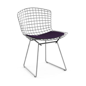Bertoia Side Chair with Seat Pad Side/Dining Knoll Polished Chrome Classic Boucle - Black Iris 