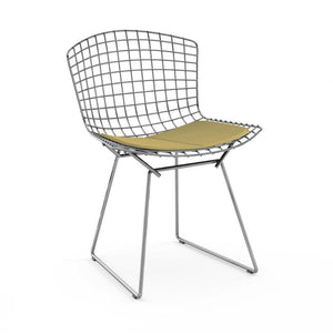 Bertoia Side Chair with Seat Pad Side/Dining Knoll Polished Chrome Haze - Tea Green 