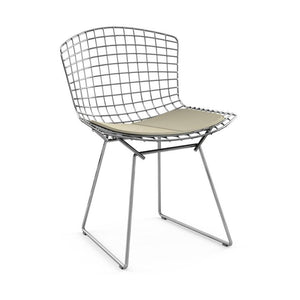 Bertoia Side Chair with Seat Pad Side/Dining Knoll Polished Chrome Ultrasuede - Sandstone 