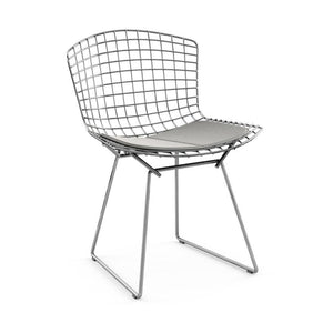 Bertoia Side Chair with Seat Pad Side/Dining Knoll Polished Chrome Ultrasuede - Silver 