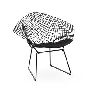 Bertoia Small Diamond Chair with Seat Pad lounge chair Knoll Black Delite - Onyx 