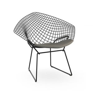 Bertoia Small Diamond Chair with Seat Pad lounge chair Knoll Black Delite - Cinder 