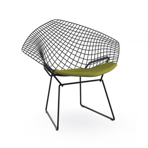 Bertoia Small Diamond Chair with Seat Pad lounge chair Knoll Black Delite - Green 