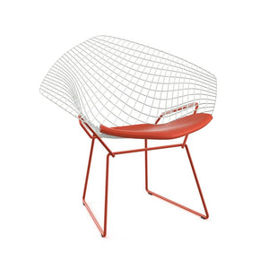 Bertoia Two-Tone Diamond Chair Side/Dining Knoll White top - Red base Vinyl - Carrot 