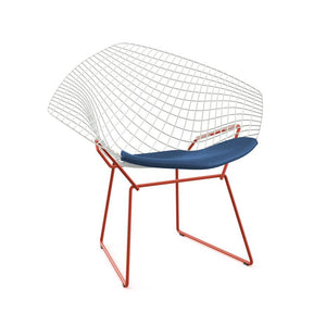 Bertoia Two-Tone Diamond Chair Side/Dining Knoll White top - Red base Vinyl - Blueberry 