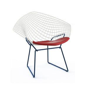 Bertoia Two-Tone Diamond Chair Side/Dining Knoll White top - Blue base Vinyl - Red 
