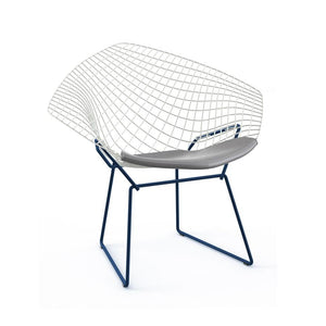 Bertoia Two-Tone Diamond Chair Side/Dining Knoll White top - Blue base Vinyl - Fog 