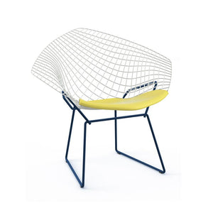 Bertoia Two-Tone Diamond Chair Side/Dining Knoll White top - Blue base Vinyl - Sunflower 