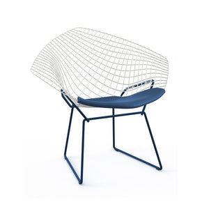 Bertoia Two-Tone Diamond Chair Side/Dining Knoll White top - Blue base Vinyl - Blueberry 