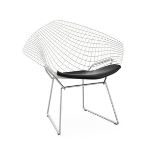 Bertoia Two-Tone Diamond Chair Side/Dining Knoll White top - Polished Chrome base Vinyl - Black 