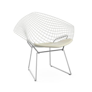 Bertoia Two-Tone Diamond Chair Side/Dining Knoll White top - Polished Chrome base Vinyl - White 
