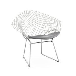 Bertoia Two-Tone Diamond Chair Side/Dining Knoll White top - Polished Chrome base Vinyl - Fog 