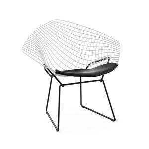 Bertoia Two-Tone Diamond Chair Side/Dining Knoll White top - Black base Vinyl - Black 