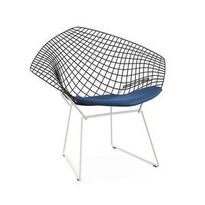 Bertoia Two-Tone Diamond Chair Side/Dining Knoll Black top - White base Vinyl - Blueberry 
