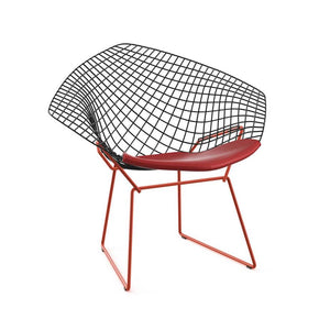 Bertoia Two-Tone Diamond Chair Side/Dining Knoll Black top - Red base Vinyl - Red 