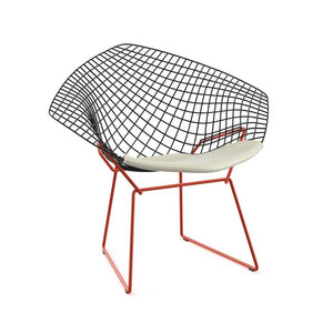 Bertoia Two-Tone Diamond Chair Side/Dining Knoll Black top - Red base Vinyl - White 