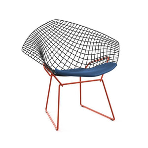 Bertoia Two-Tone Diamond Chair Side/Dining Knoll Black top - Red base Vinyl - Blueberry 