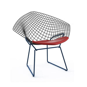 Bertoia Two-Tone Diamond Chair Side/Dining Knoll Black top - Blue base Vinyl - Red 