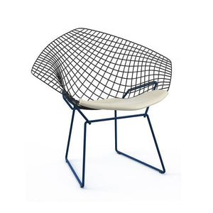 Bertoia Two-Tone Diamond Chair Side/Dining Knoll Black top - Blue base Vinyl - White 