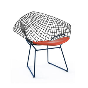 Bertoia Two-Tone Diamond Chair Side/Dining Knoll Black top - Blue base Vinyl - Carrot 