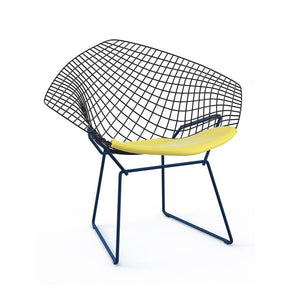 Bertoia Two-Tone Diamond Chair Side/Dining Knoll Black top - Blue base Vinyl - Sunflower 