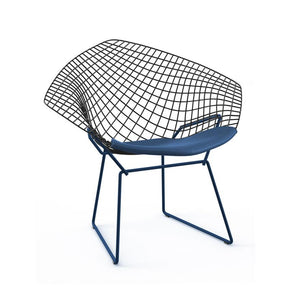 Bertoia Two-Tone Diamond Chair Side/Dining Knoll Black top - Blue base Vinyl - Blueberry 