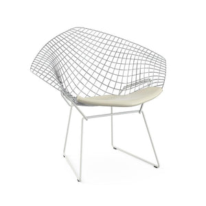 Bertoia Two-Tone Diamond Chair Side/Dining Knoll Polished Chrome top - White base Vinyl - White 