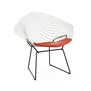 Bertoia Two-Tone Diamond Chair Side/Dining Knoll White top - Black base Vinyl - Carrot 