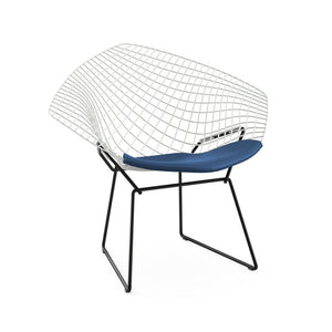 Bertoia Two-Tone Diamond Chair Side/Dining Knoll White top - Black base Vinyl - Blueberry 