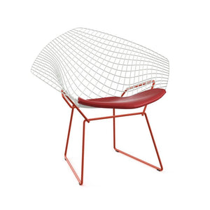 Bertoia Two-Tone Diamond Chair Side/Dining Knoll White top - Red base Vinyl - Red 