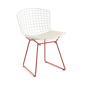 Bertoia Two-Tone Side Chair Side/Dining Knoll White top - Red base Vinyl - White 