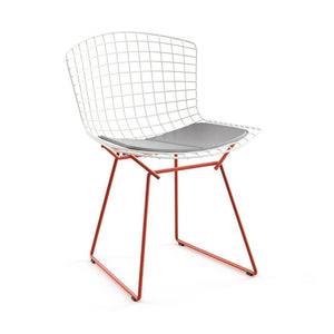 Bertoia Two-Tone Side Chair Side/Dining Knoll White top - Red base Vinyl - Fog 