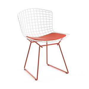 Bertoia Two-Tone Side Chair Side/Dining Knoll White top - Red base Vinyl - Carrot 