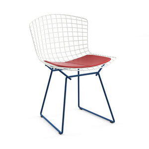 Bertoia Two-Tone Side Chair Side/Dining Knoll White top - Blue base Vinyl - Red 