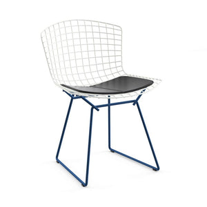 Bertoia Two-Tone Side Chair Side/Dining Knoll White top - Blue base Vinyl - Black 