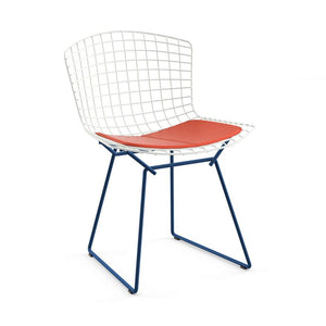 Bertoia Two-Tone Side Chair Side/Dining Knoll White top - Blue base Vinyl - Carrot 