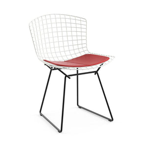 Bertoia Two-Tone Side Chair Side/Dining Knoll White top - Black base Vinyl - Red 