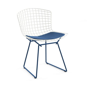 Bertoia Two-Tone Side Chair Side/Dining Knoll White top - Blue base Vinyl - Blueberry 