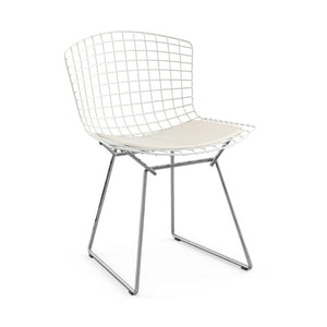 Bertoia Two-Tone Side Chair Side/Dining Knoll White top - Polished Chrome base Vinyl - White 