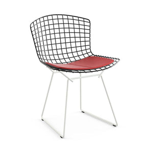 Bertoia Two-Tone Side Chair Side/Dining Knoll Black top - White base Vinyl - Red 