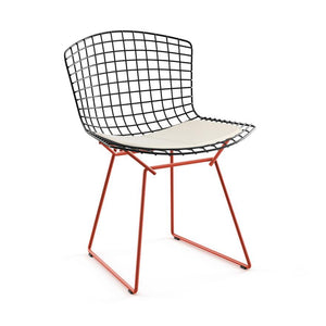 Bertoia Two-Tone Side Chair Side/Dining Knoll Black top - Red base Vinyl - White 