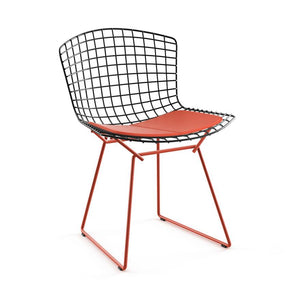 Bertoia Two-Tone Side Chair Side/Dining Knoll Black top - Red base Vinyl - Carrot 