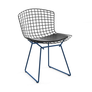 Bertoia Two-Tone Side Chair Side/Dining Knoll Black top - Blue base Vinyl - Black 