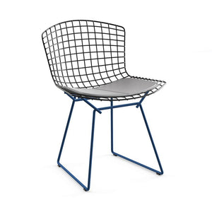 Bertoia Two-Tone Side Chair Side/Dining Knoll Black top - Blue base Vinyl - Fog 