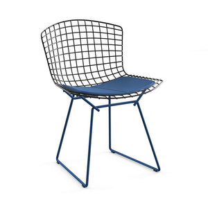 Bertoia Two-Tone Side Chair Side/Dining Knoll Black top - Blue base Vinyl - Blueberry 